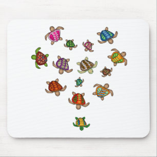 Tapis De Souris Rainbow Turtle Heart Mousepad