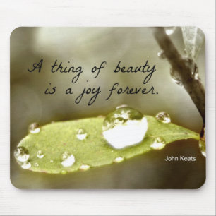 Tapis De Souris Raindrop sur la feuille, avec une citation : "Une 