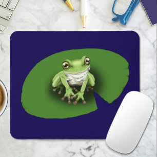 Tapis De Souris Rainette verte américaine sur nénuphar