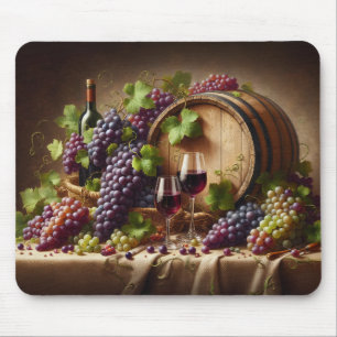Tapis De Souris Raisins et vin vie morte