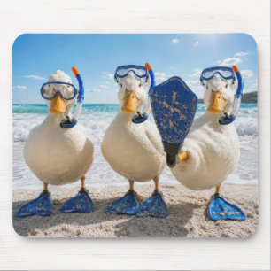 Tapis De Souris Rangée de canards avec équipement de snorkeling