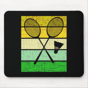 Tapis De Souris Raquettes De Badminton Rétro Et Navette Badminton 