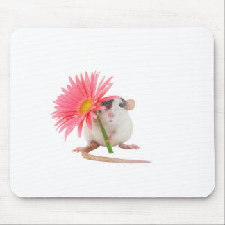 Tapis De Souris Rat avec fleur rose
