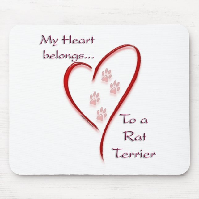 Tapis De Souris Rat Terrier Coeur Appartient (Devant)