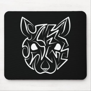 Tapis De Souris Rat tribal noir et blanc