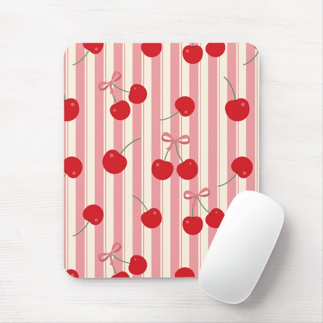 Tapis De Souris Rayure Ruban Cerise (Avec souris)