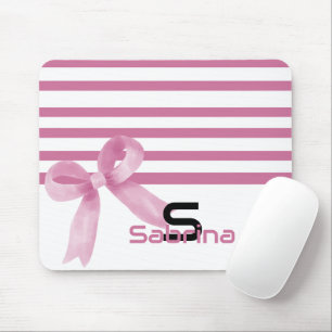 Tapis de souris rayures arc-en-ciel aquarelle rose