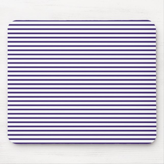 Tapis De Souris Rayures de marin - bleu marine et blanc (Devant)