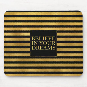 Tapis De Souris Rayures d'or noir