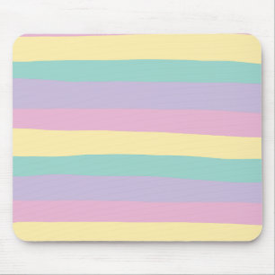Tapis De Souris Rayures irrégulières - Rose pastel, Jaune, Violet