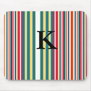 Tapis De Souris Rayures rétro colorées ajoutent une lettre initial