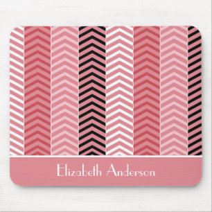Tapis De Souris Rayures roses modernes chics de Chevron avec le