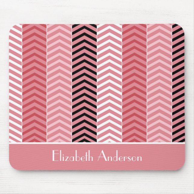Tapis De Souris Rayures roses modernes chics de Chevron avec le (Devant)