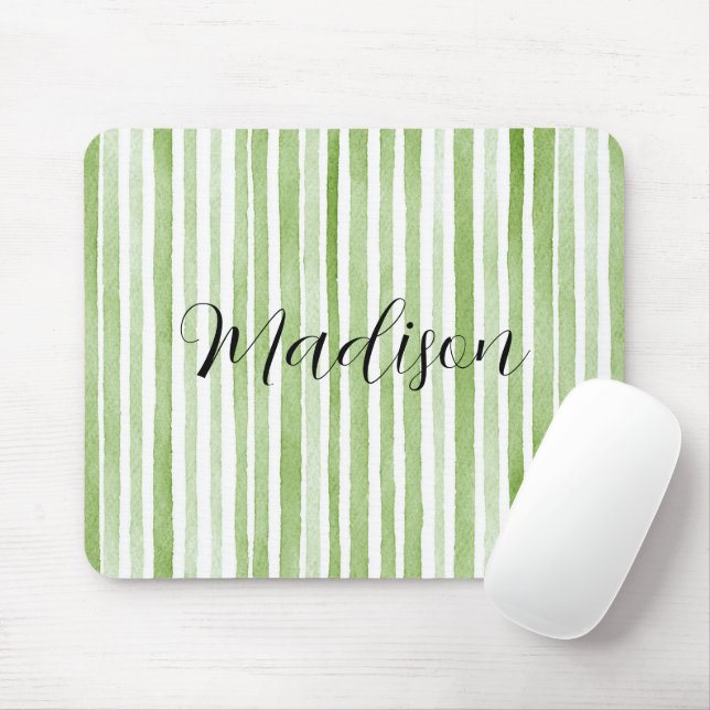 Tapis De Souris Rayures Vertes Blanches (Avec souris)