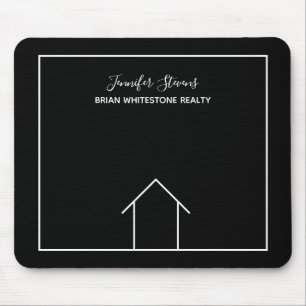 Tapis De Souris Real Estate House Black White Custom Realtor