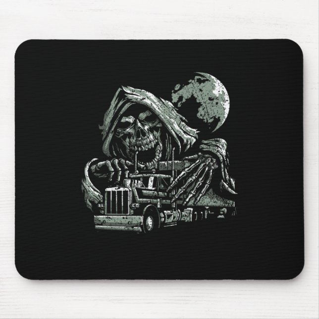 Tapis De Souris Reaper Skull Skeleton Truck Driver Trucucker (Devant)