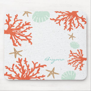 Tapis de souris récif corallien de plage coquillag