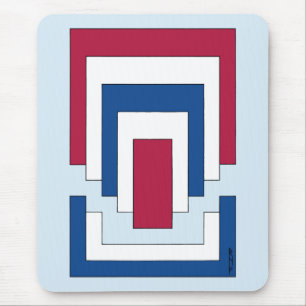 Tapis De Souris Rectangle Abstrait en rouge, blanc et bleu