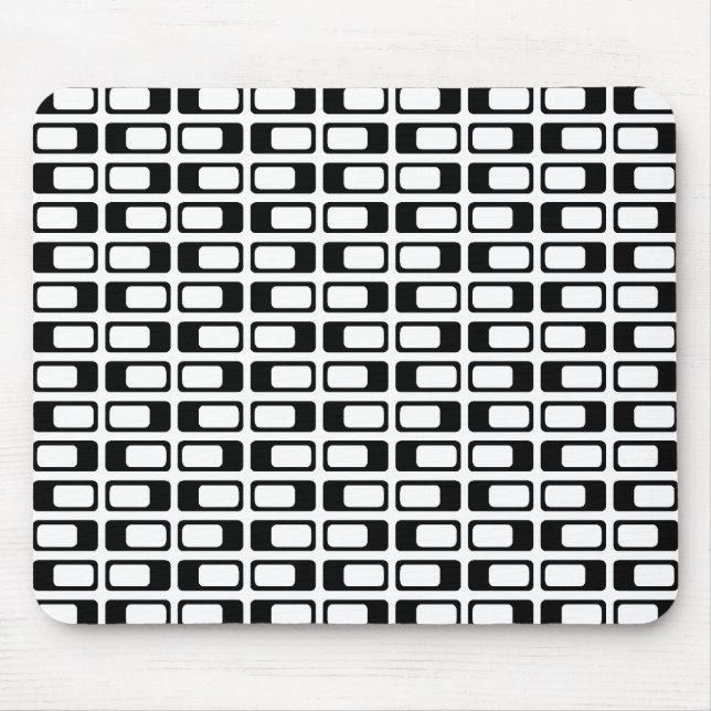 Tapis De Souris Rectangles alternatives (Noir avec Blanc) (Devant)