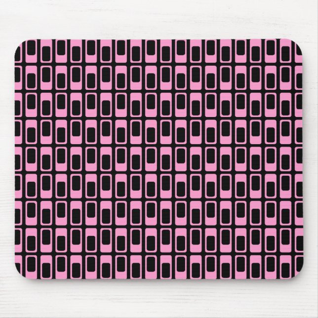 Tapis De Souris Rectangles alternatives (rose avec noir) (Devant)