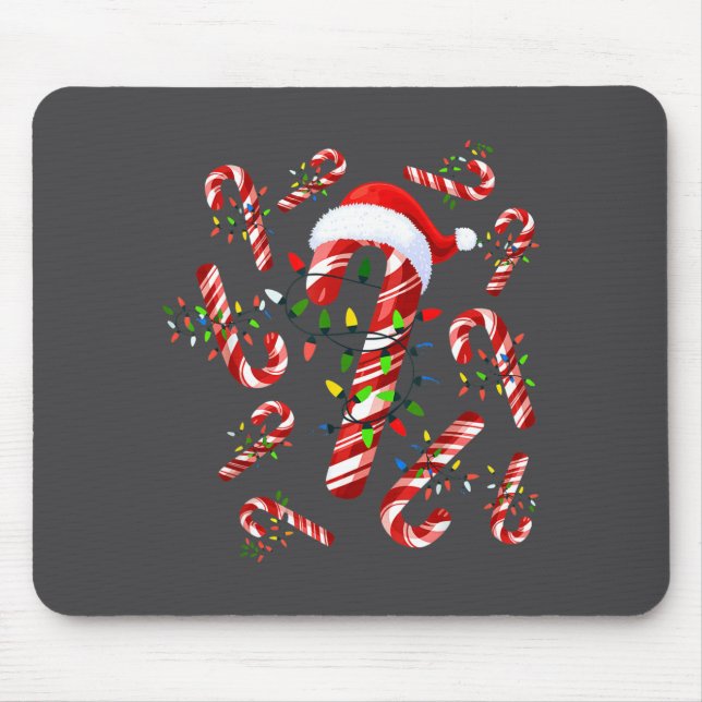 Tapis De Souris Red And White Candy Cane Santa Christmas  (Devant)