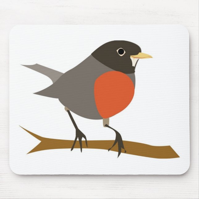 Tapis De Souris Red Breast Robin sur Branche (Devant)