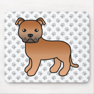 Tapis De Souris Red English Staffie Cute Cartoon Chien & Pâtes