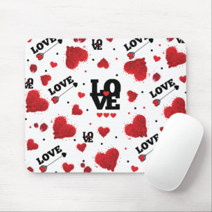 Tapis De Souris Red Hearts Pattern Valentine's Day