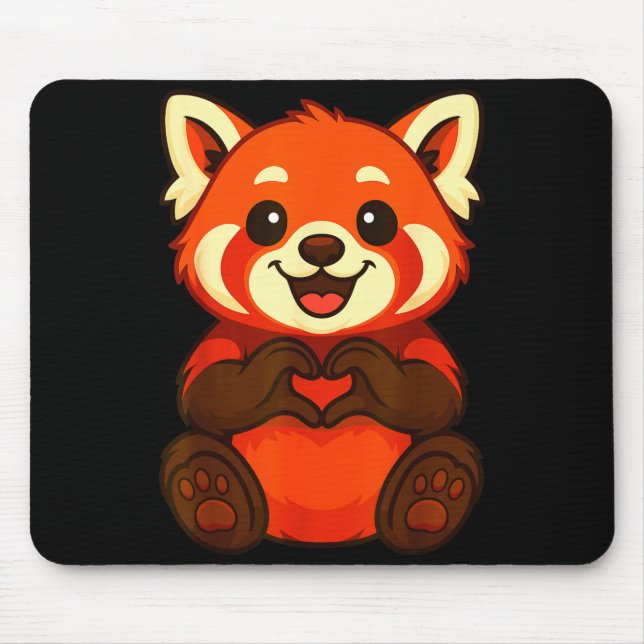 Tapis De Souris Red Panda Doing Heart With Hands Valentines Day  (Devant)