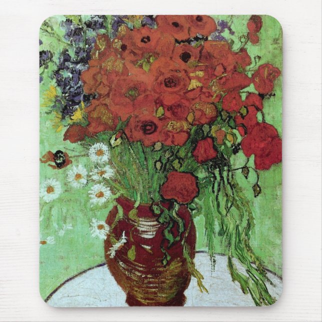 Tapis De Souris Red Poppies & Daisies (F280)Van Gogh Fine Art (Devant)