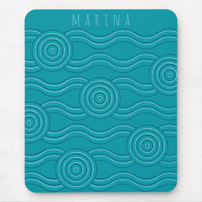 Tapis De Souris Reef Nom personnalisable Australian Dreamtime Art (Devant)