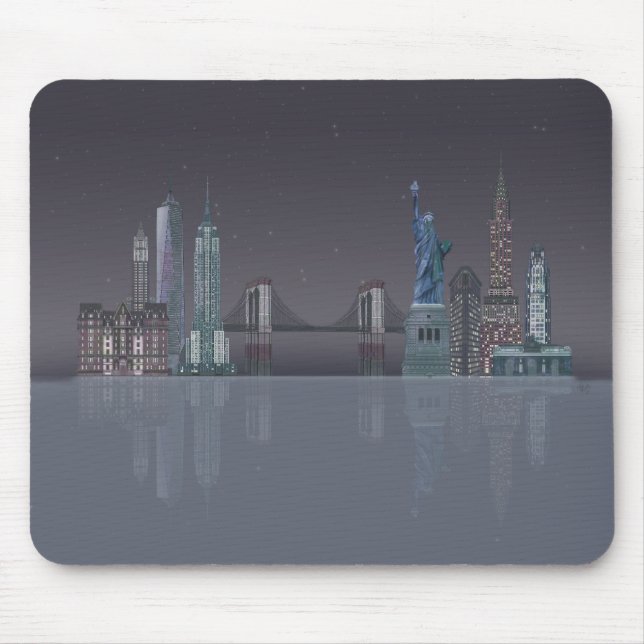 Tapis De Souris Réflexions de la nuit New York Skyline (Devant)