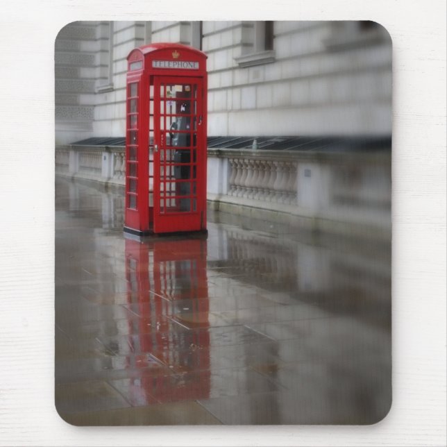 Tapis De Souris Réflexions sur une boîte de téléphone rouge - Lond (Devant)