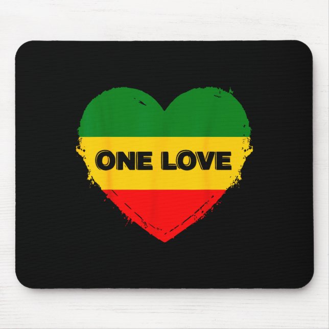 Tapis De Souris Reggae Heart One Love Rasta Reggae Music Rastafari (Devant)