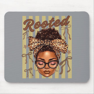 Tapis De Souris Reine de mélanine enracinée Léopard Nœud Afro Amér