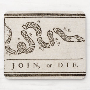 Tapis De Souris Rejoignez ou mourrez Benjamin Franklin Caricature 
