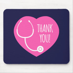 Tapis De Souris Remerciements Stéthoscope à coeur rose