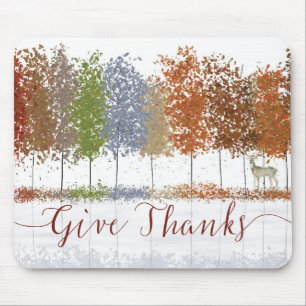 Tapis De Souris Remerciez Thanksgiving Trees et Lone Deer