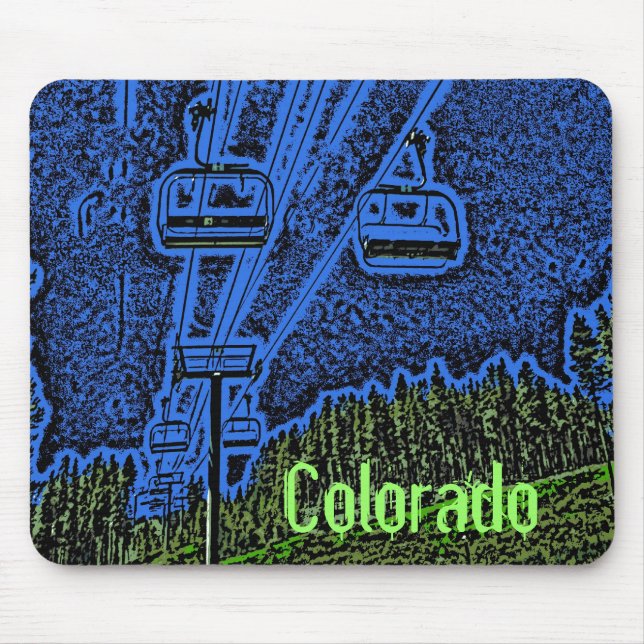 Tapis De Souris Remontée de ski Colorado coloré mousepad (Devant)