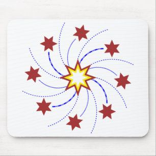 Tapis De Souris Remous d'étoile de feux d'artifice - rouge, jaune