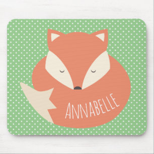 Tapis De Souris Renard dormant mignon et points personnalisés
