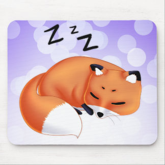 Tapis De Souris Renard mignon de bande dessinée de sommeil de