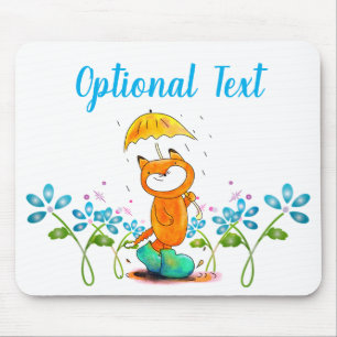 Tapis De Souris Renard printanier inspirant avec parapluie