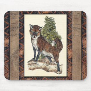 Tapis De Souris Renard rustique sur un tronc d'arbre