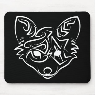Tapis De Souris Renard tribal noir et blanc