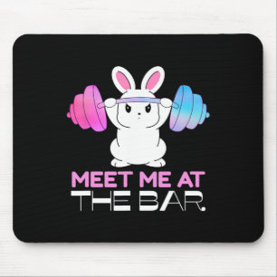 Tapis De Souris Rencontrez-Moi Au Bar Barbell Bunny Funny Exercise