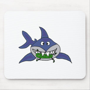 Tapis De Souris Requin drôle mangeant la bande dessinée d'homme 
