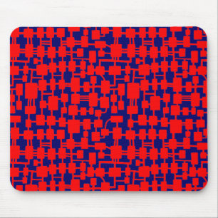 Tapis De Souris Réseau Abstrait - Rouge sur bleu foncé 000066