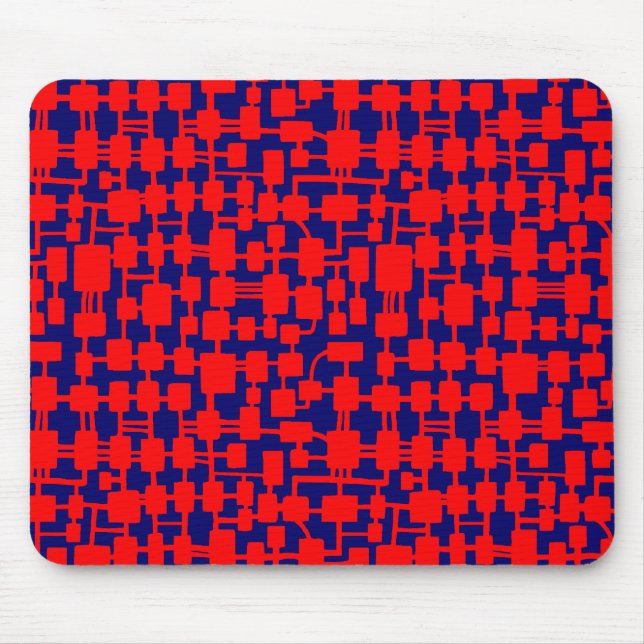 Tapis De Souris Réseau Abstrait - Rouge sur bleu foncé 000066 (Devant)