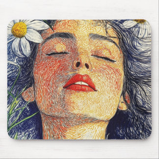 Tapis De Souris Respire avec les marguerites Graphisme Nature Port